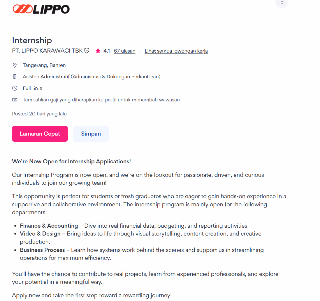 lowongan internship