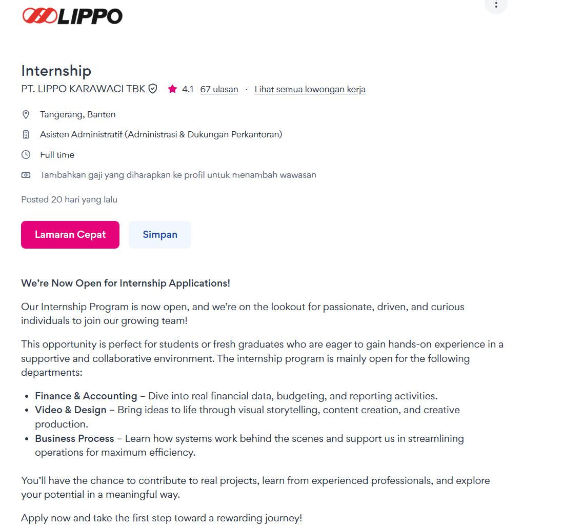 lowongan internship