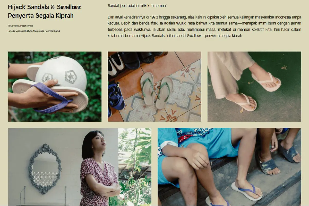 kolaborasi hijack sandal dan swallow