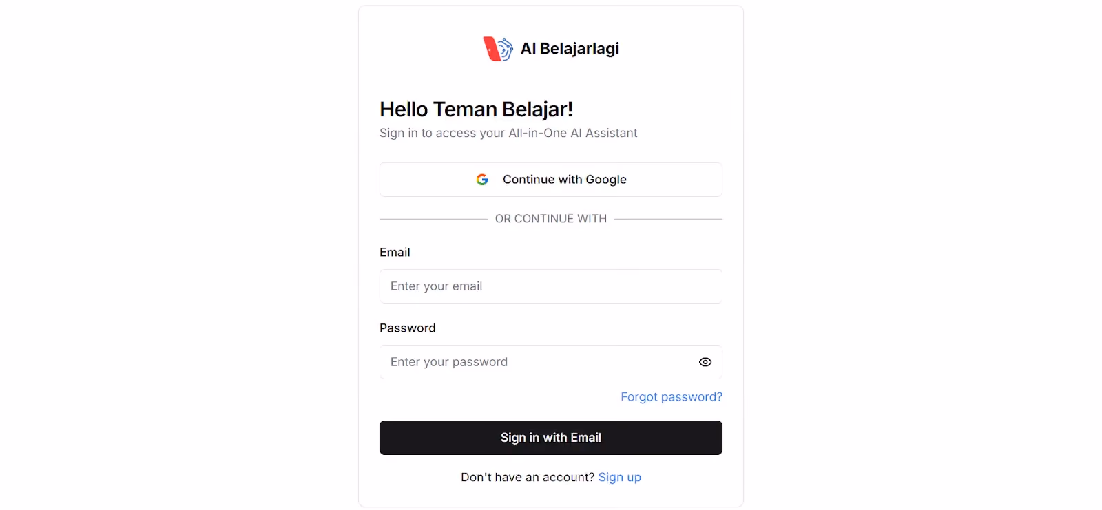 Login ke AI Belajarlagi