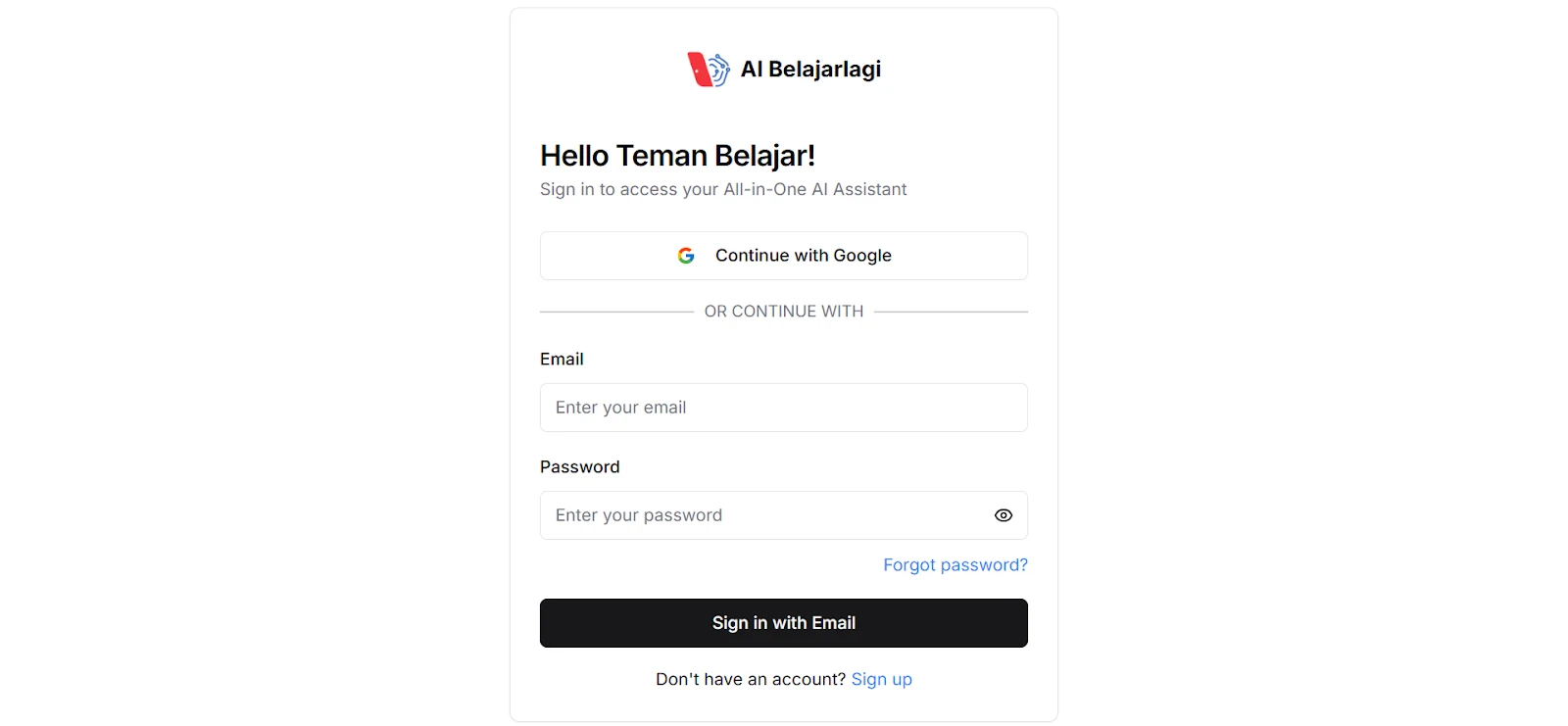 Login ke AI Belajarlagi