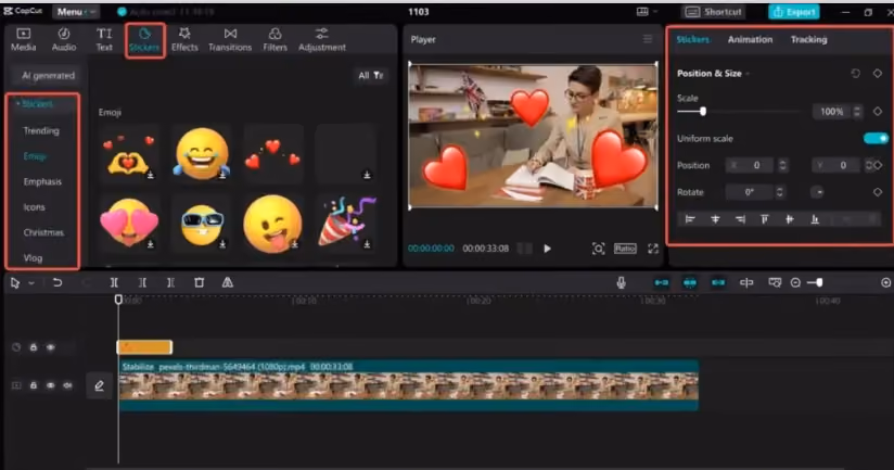 fitur sticker dan efek capcut