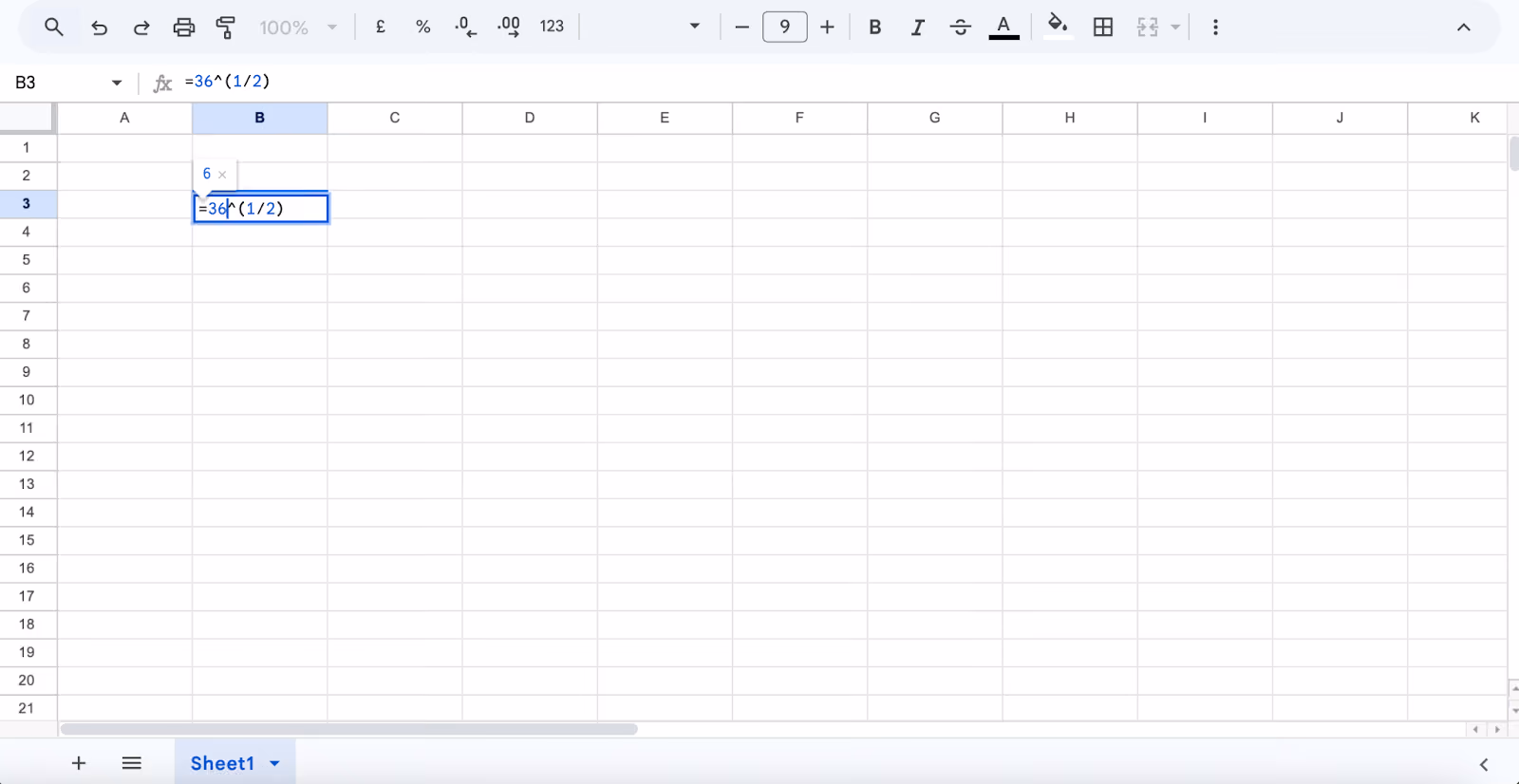 Cara Menghitung Akar di Excel dengan Simbol (^)
