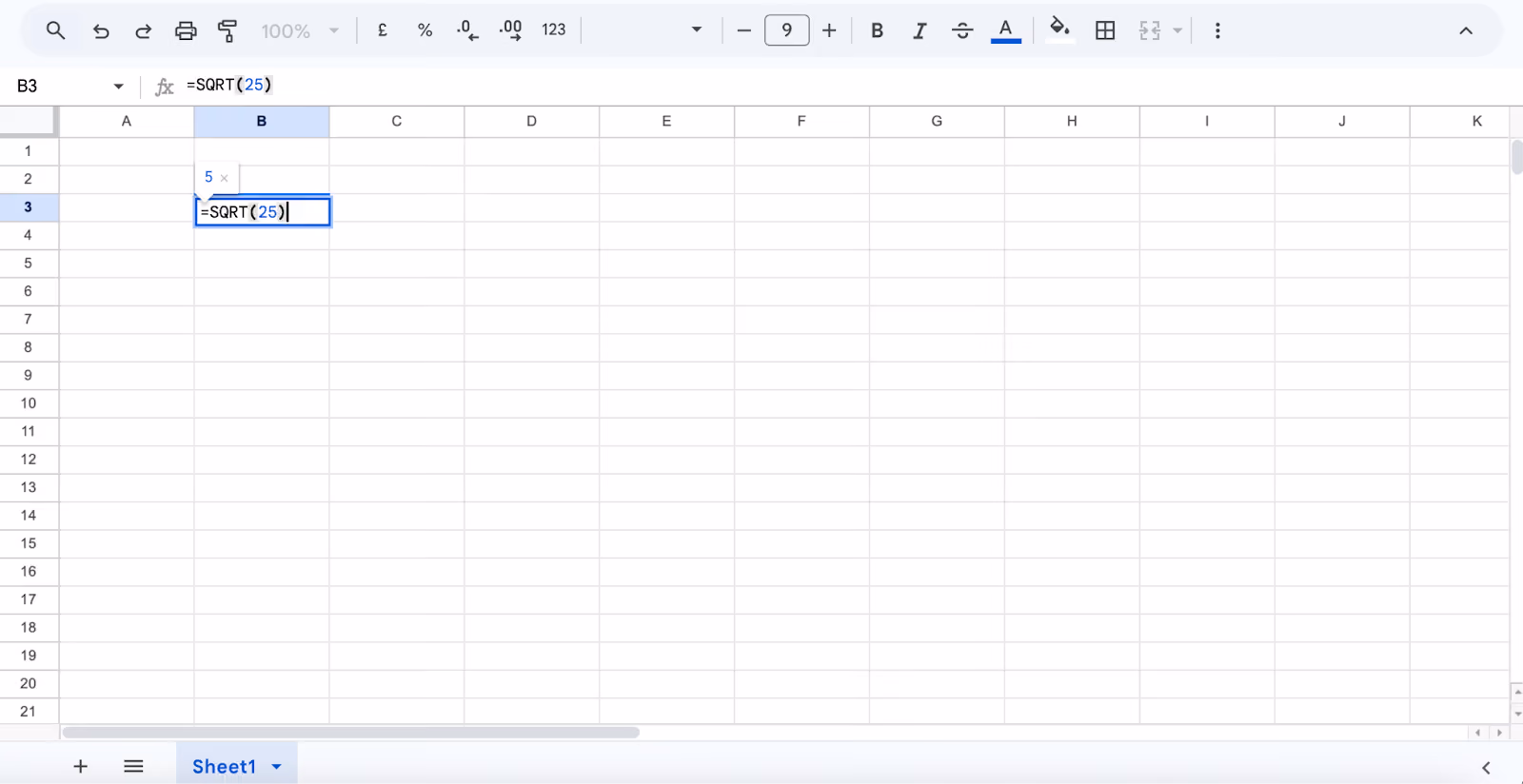 Cara Menghitung Rumus Akar di Excel dengan SQRT
