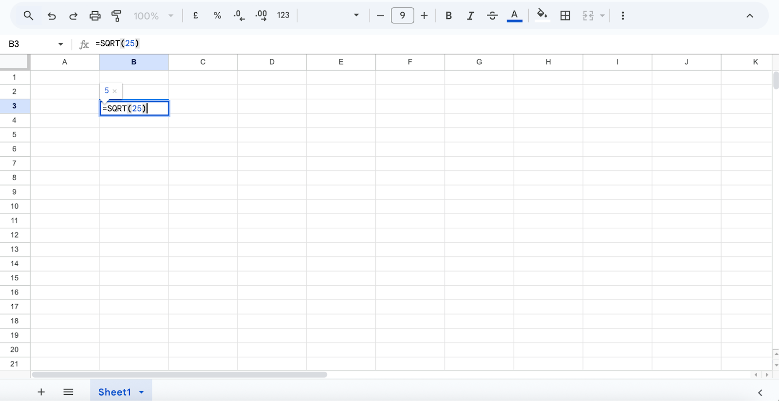 Cara Menghitung Rumus Akar di Excel dengan SQRT