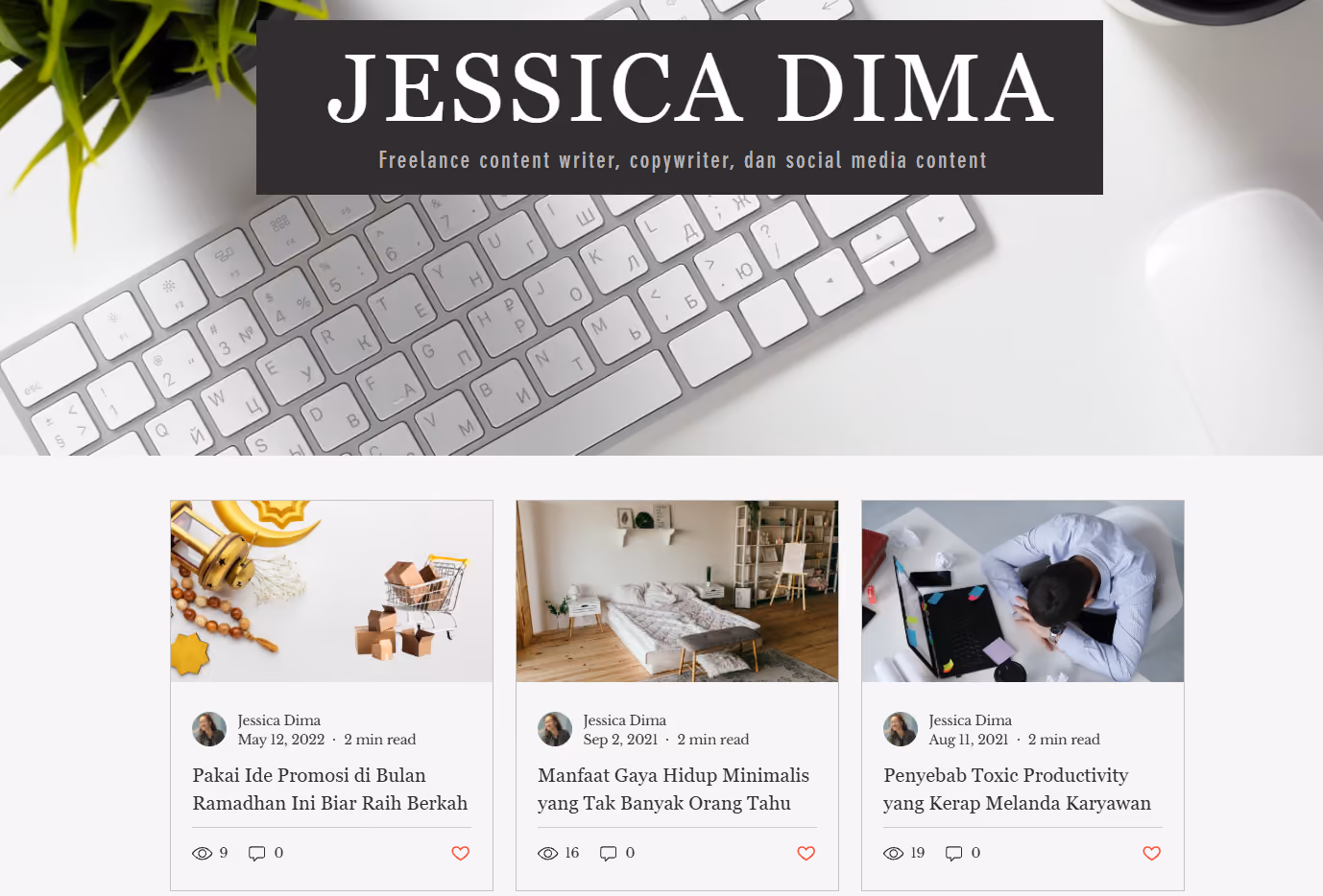 contoh portfolio content writer