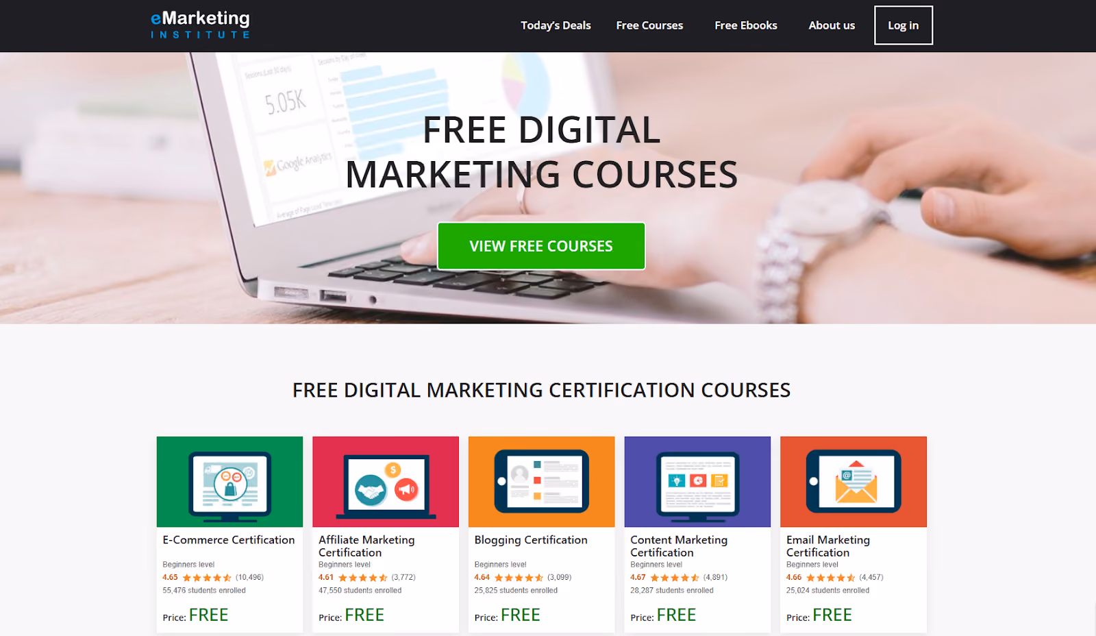 Rekomendasi pelatihan sertifikasi gratis: emarketing institute