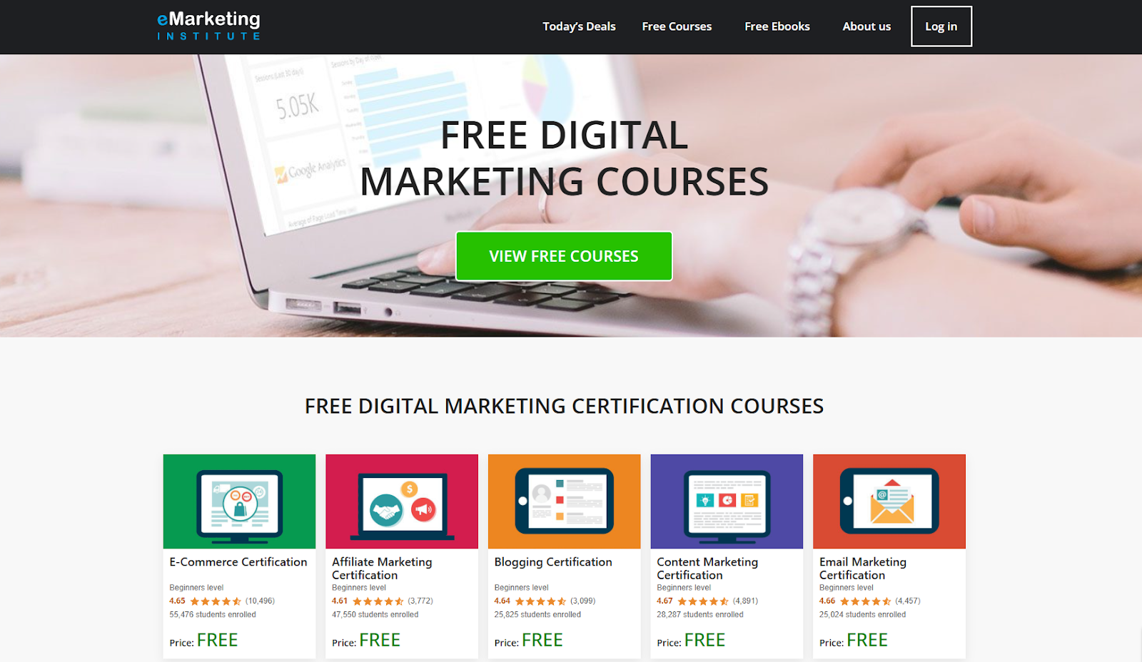 Rekomendasi pelatihan sertifikasi gratis: emarketing institute