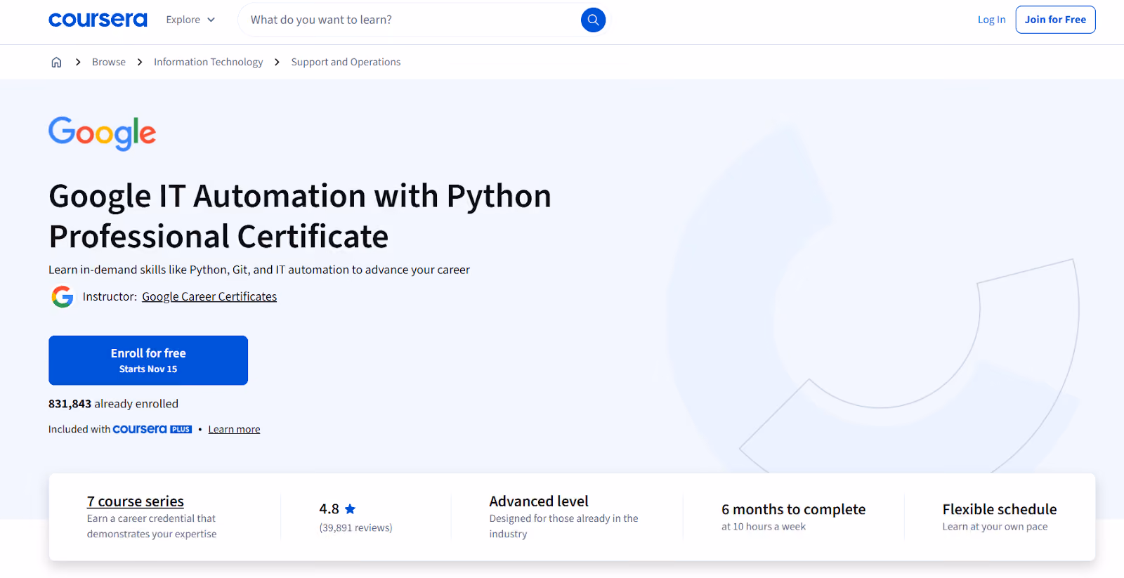 Rekomendasi pelatihan sertifikasi gratis: google IT automation