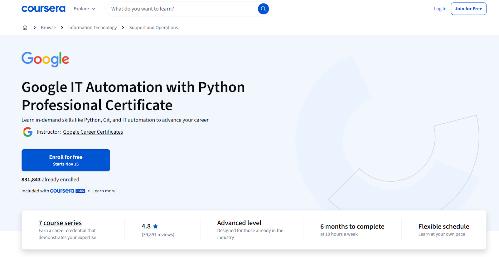 Rekomendasi pelatihan sertifikasi gratis: google IT automation