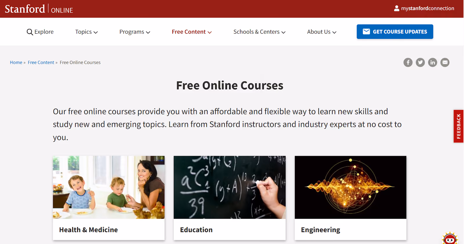 Rekomendasi pelatihan sertifikasi gratis: stanford online