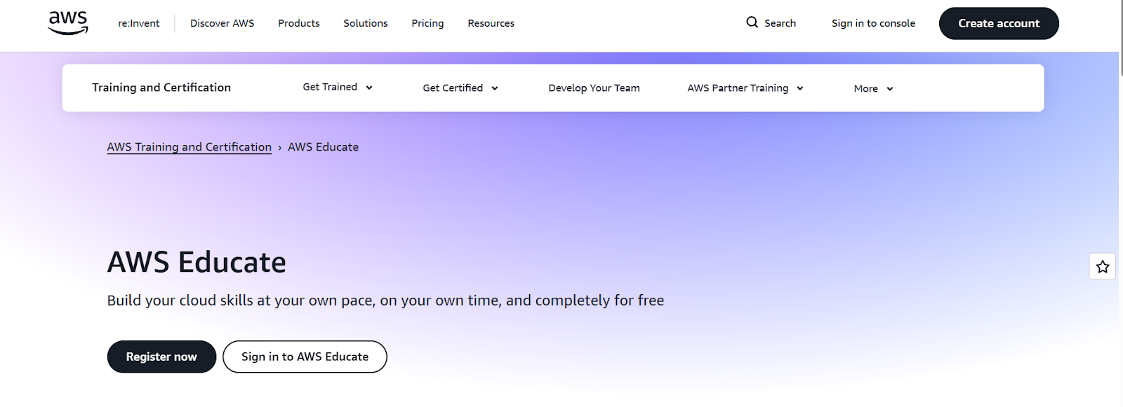 Rekomendasi pelatihan sertifikasi gratis: aws educate