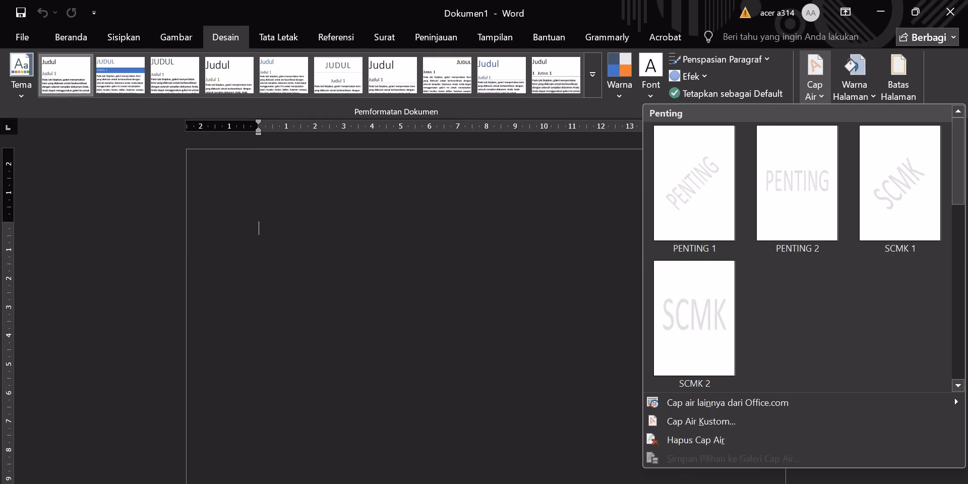 Menempelkan watermark di ms word