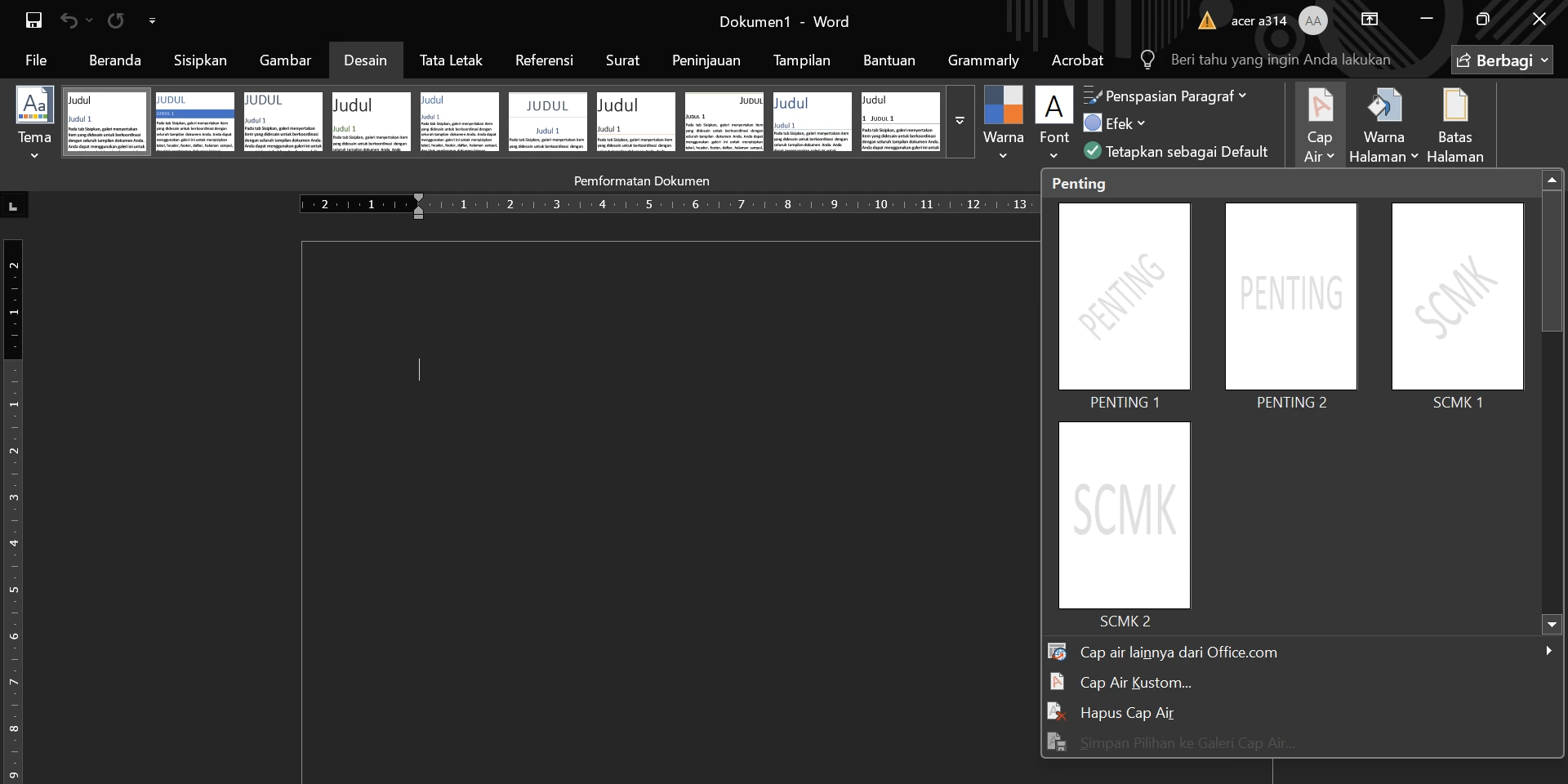 Menempelkan watermark di ms word