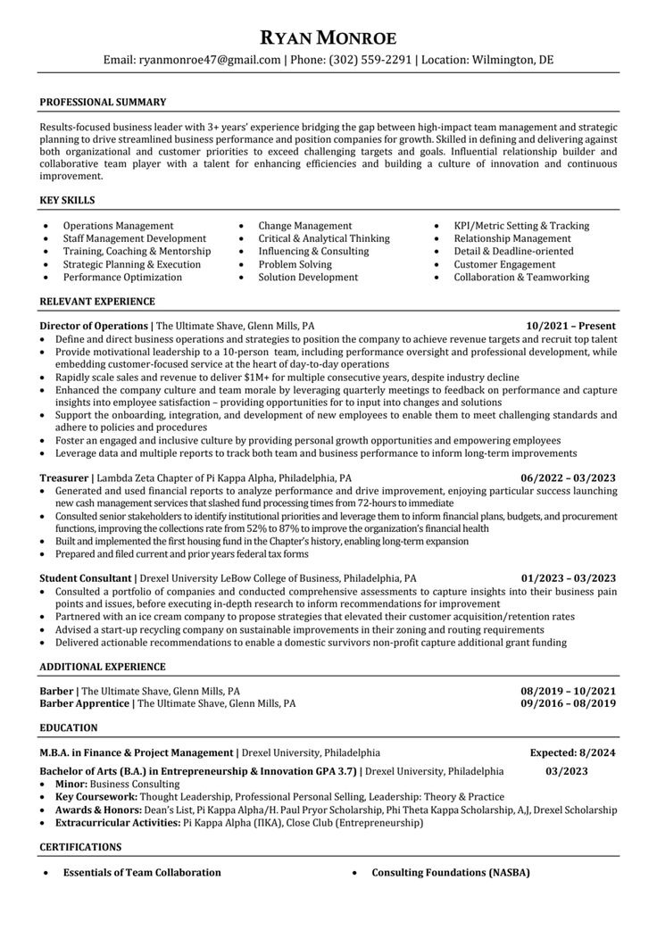 Contoh CV ATS Operations Manager