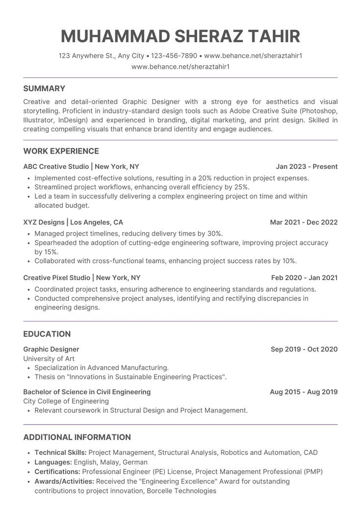 Contoh CV ATS Graphic Designer