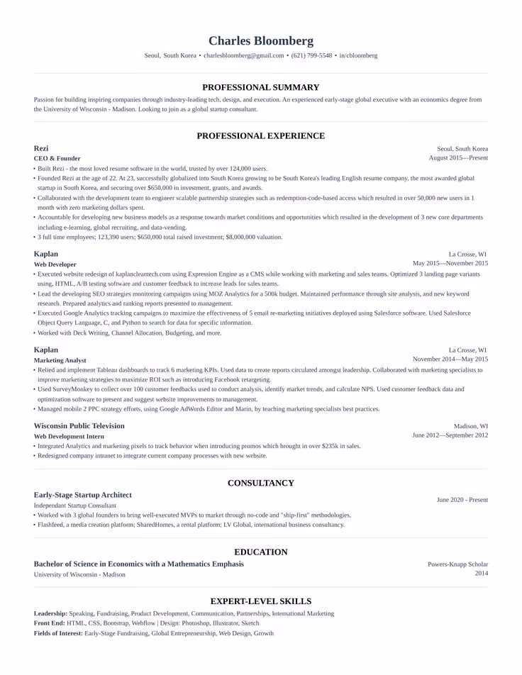 Contoh CV ATS Tech Partner
