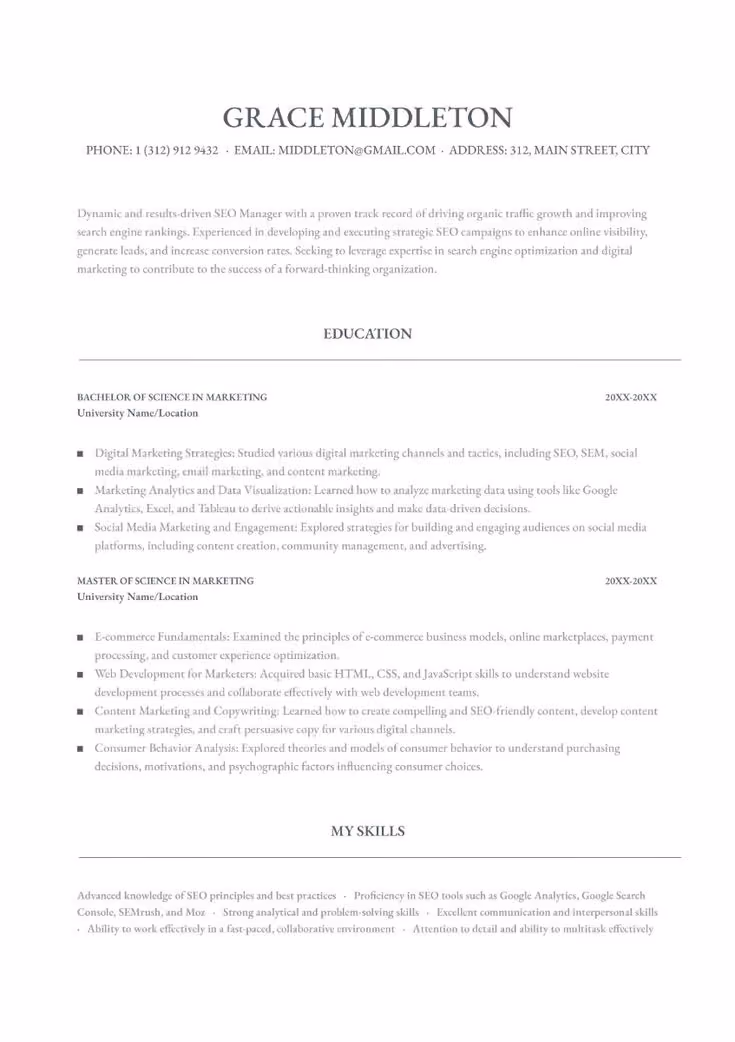 Contoh CV ATS SEO Manager