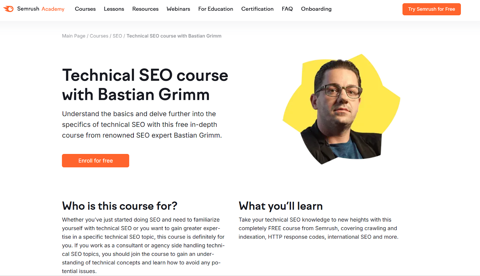 kursus seo online: semrush academy