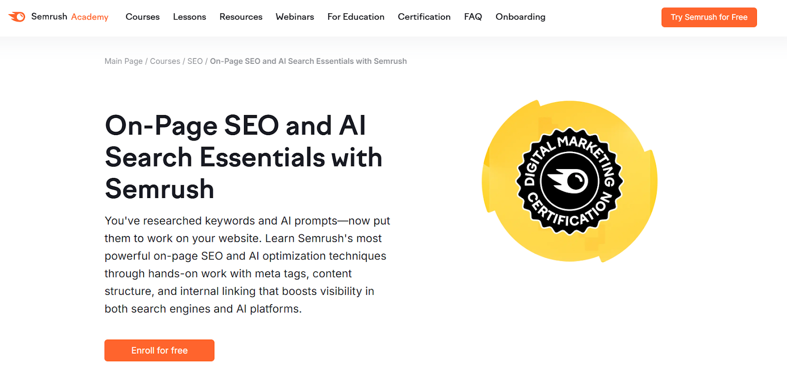kursus seo online: ai search esentials