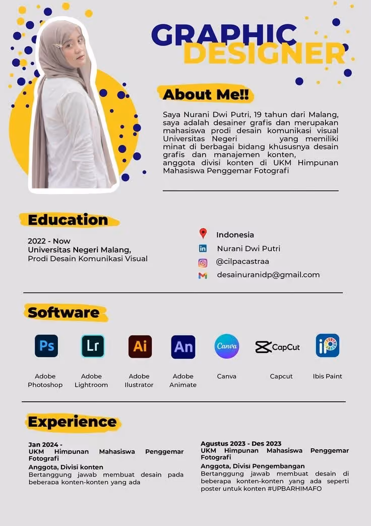 Contoh CV kreatif graphic designer