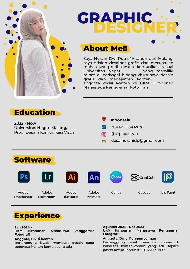 Contoh CV kreatif graphic designer