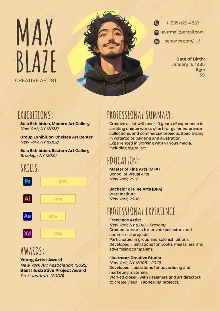 Contoh CV kreatif creative artist