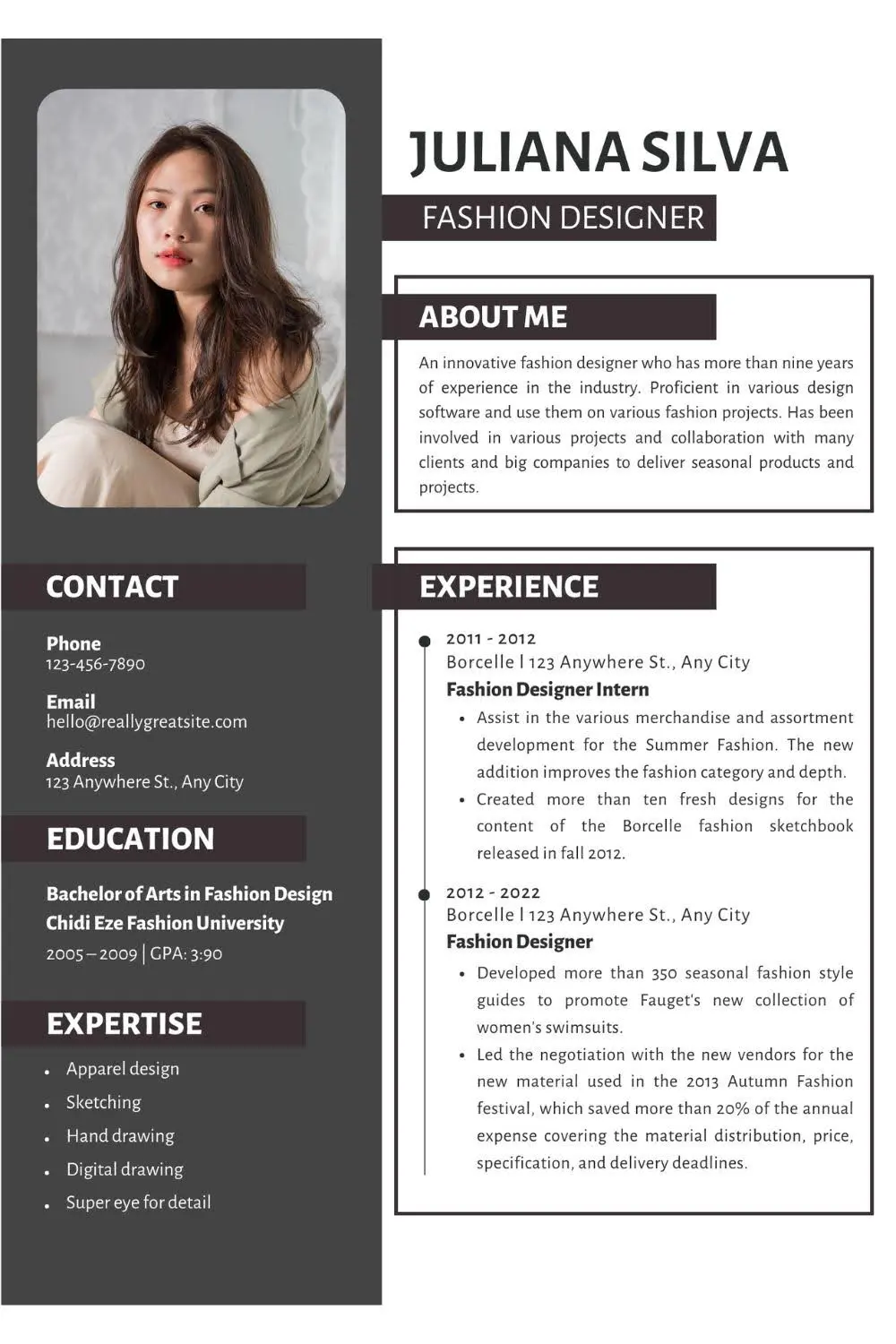 Contoh CV kreatif fashion designer