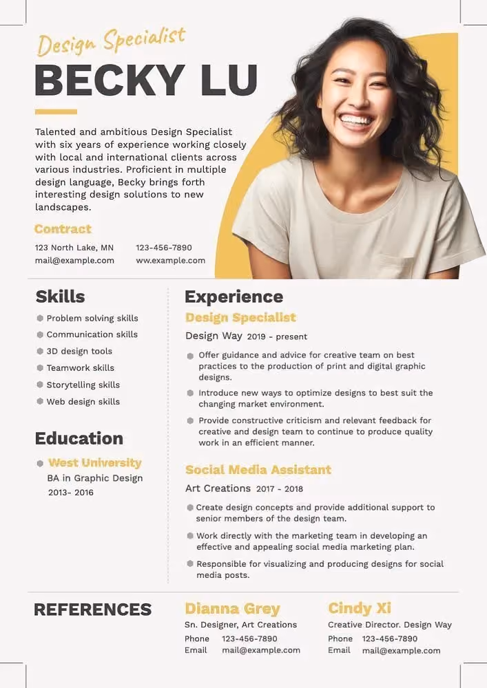 Contoh CV kreatif design specialist