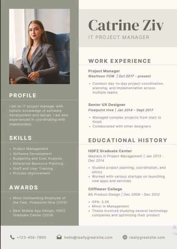 Contoh CV kreatif project manager