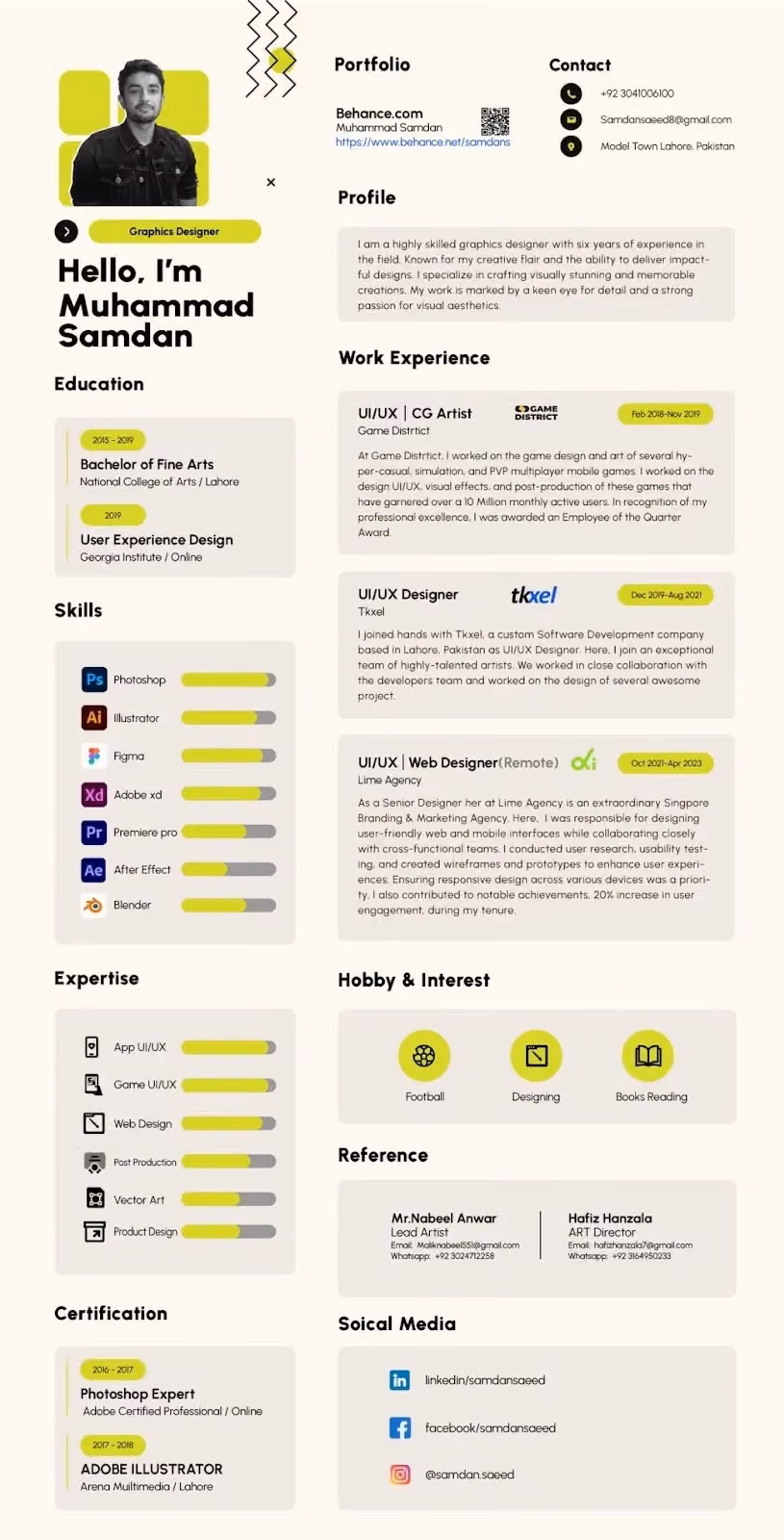 Contoh CV kreatif UI UX designer