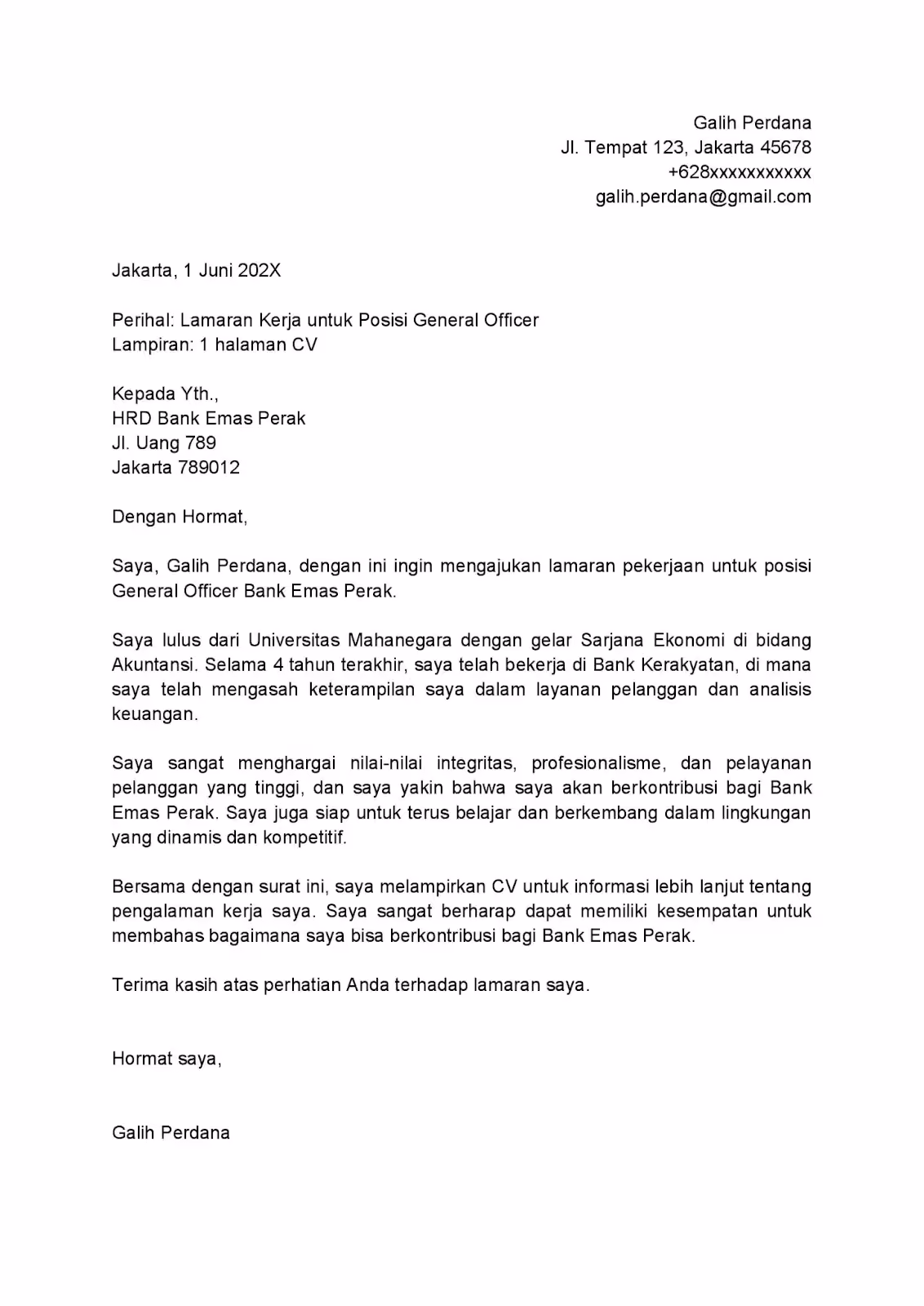 contoh surat lamaran