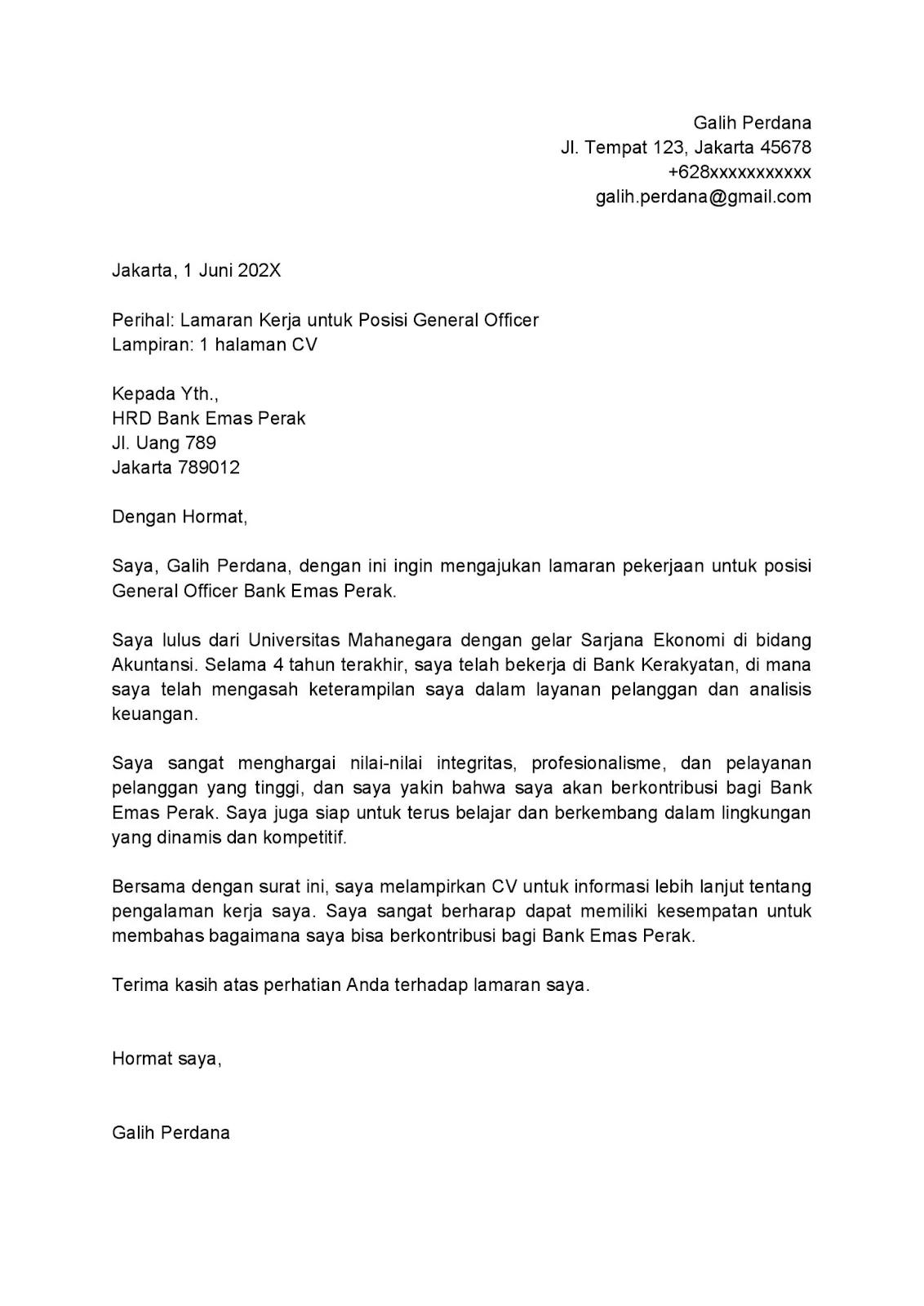 contoh surat lamaran