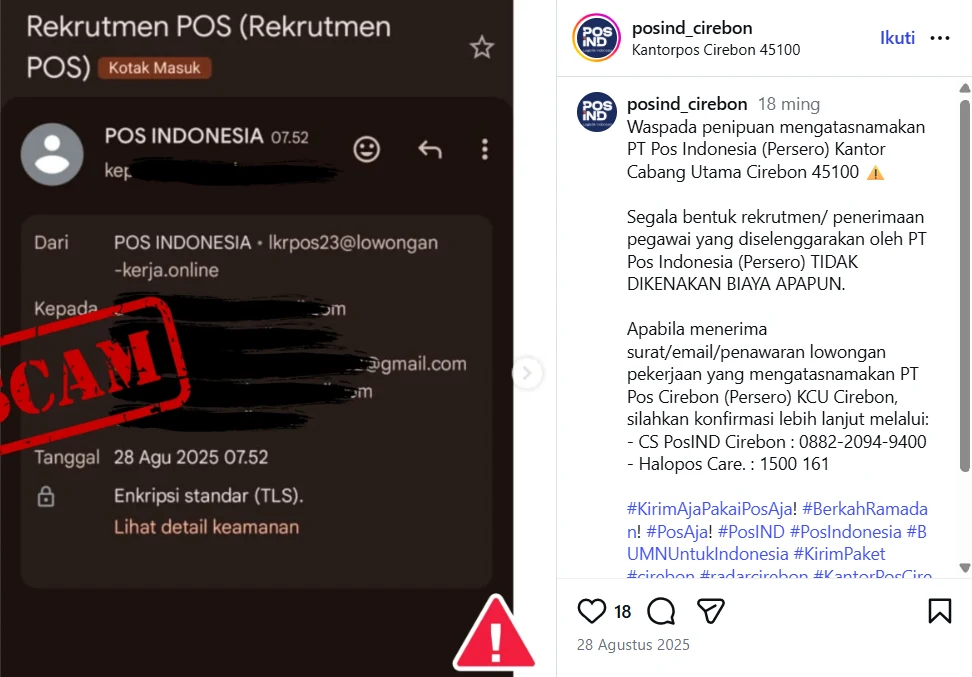 Contoh panggilan kerja palsu PT. POS Indonesia