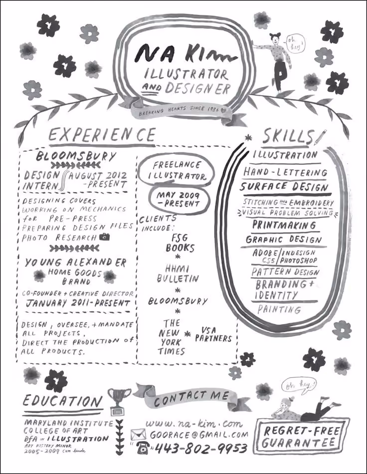 Resume tulisan tangan ilustrator dan graphic designer 