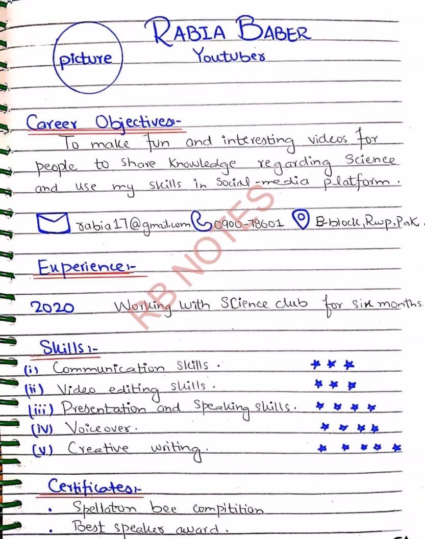 Resume tulisan tangan fungsional