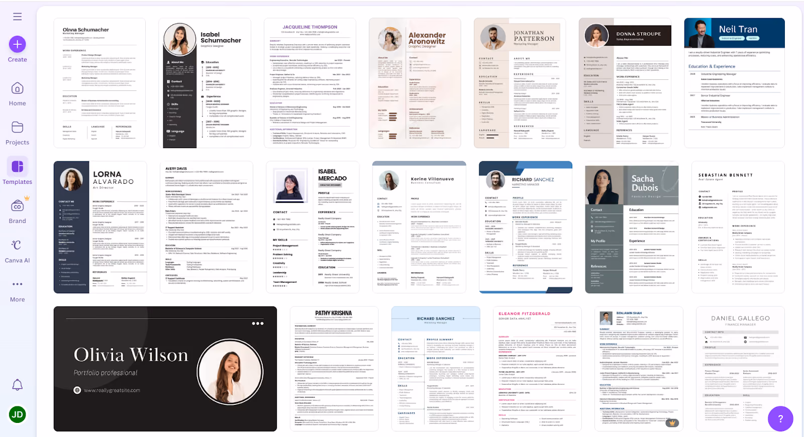 aplikasi pembuat CV canva