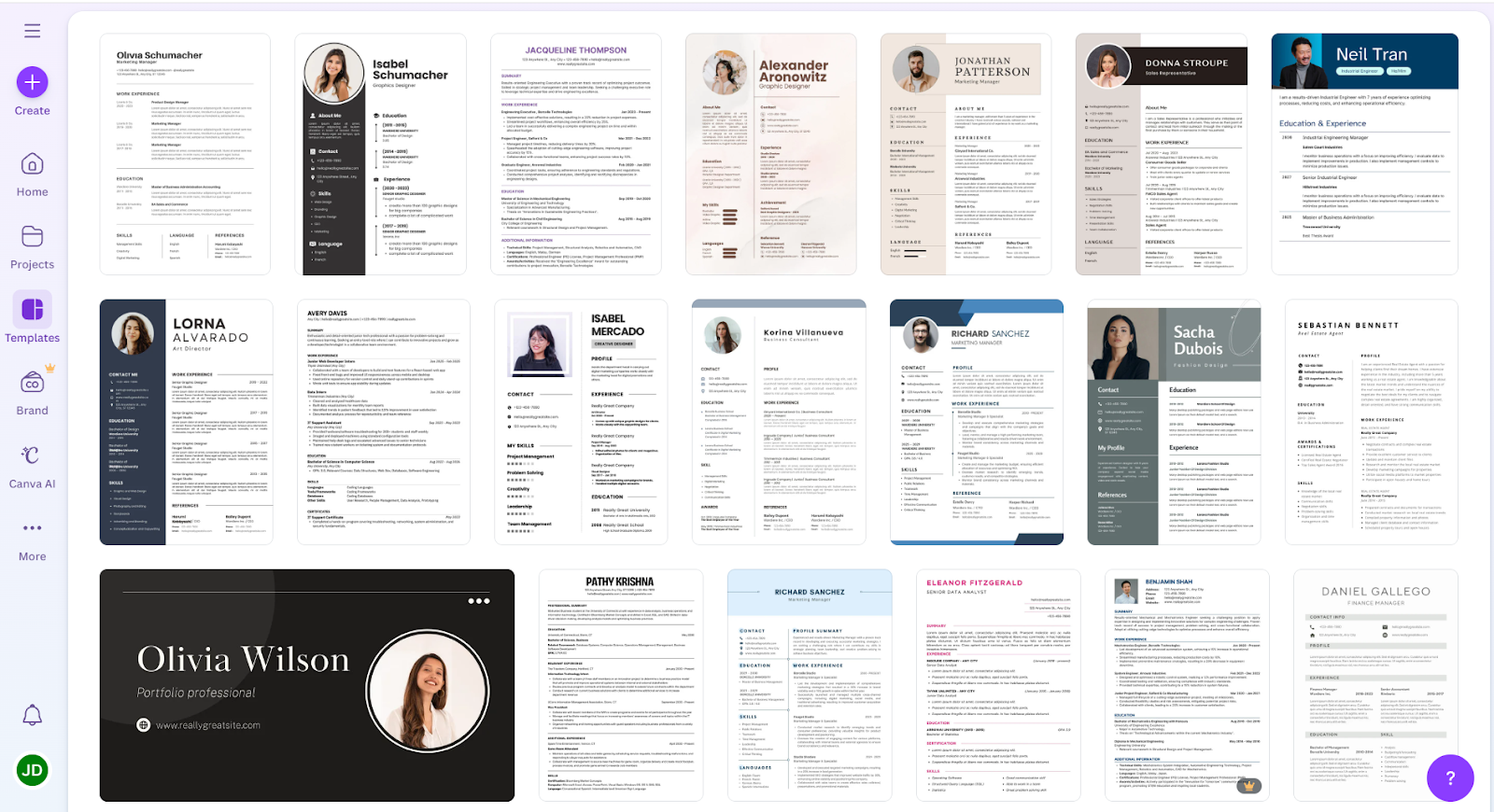 aplikasi pembuat CV canva