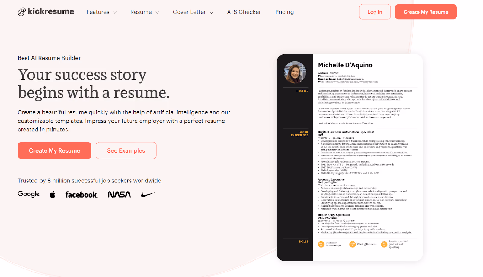 aplikasi pembuat CV kickresume