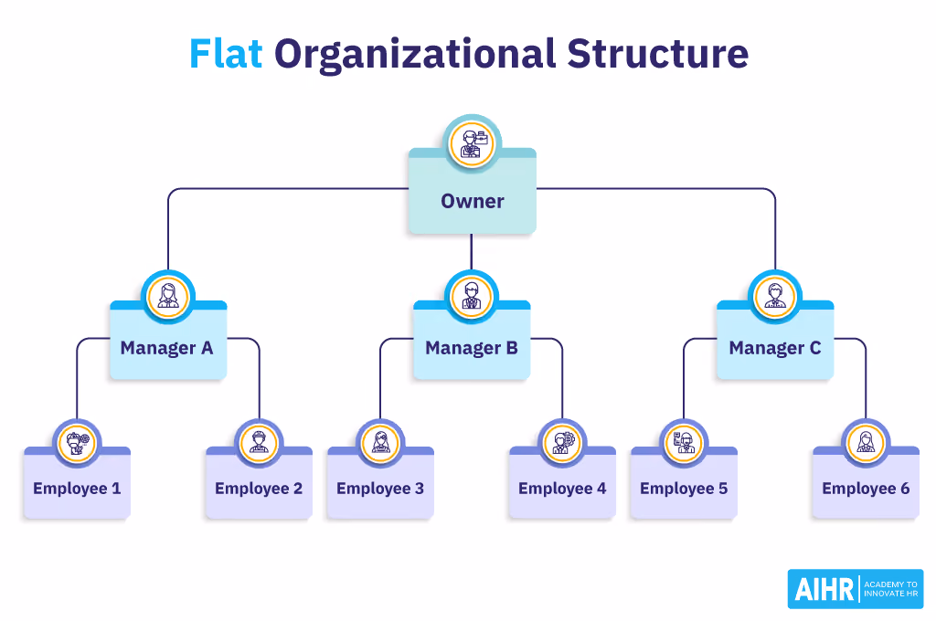 contoh Horizontal or flat organization structure / struktur organisasi horizontal atau datar