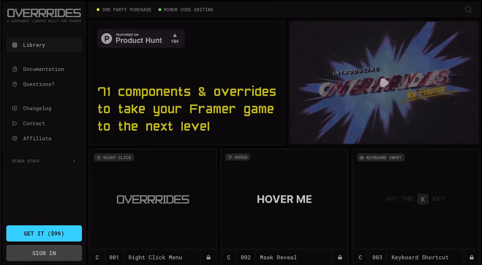 desain website untuk inspirasi: overrrides
