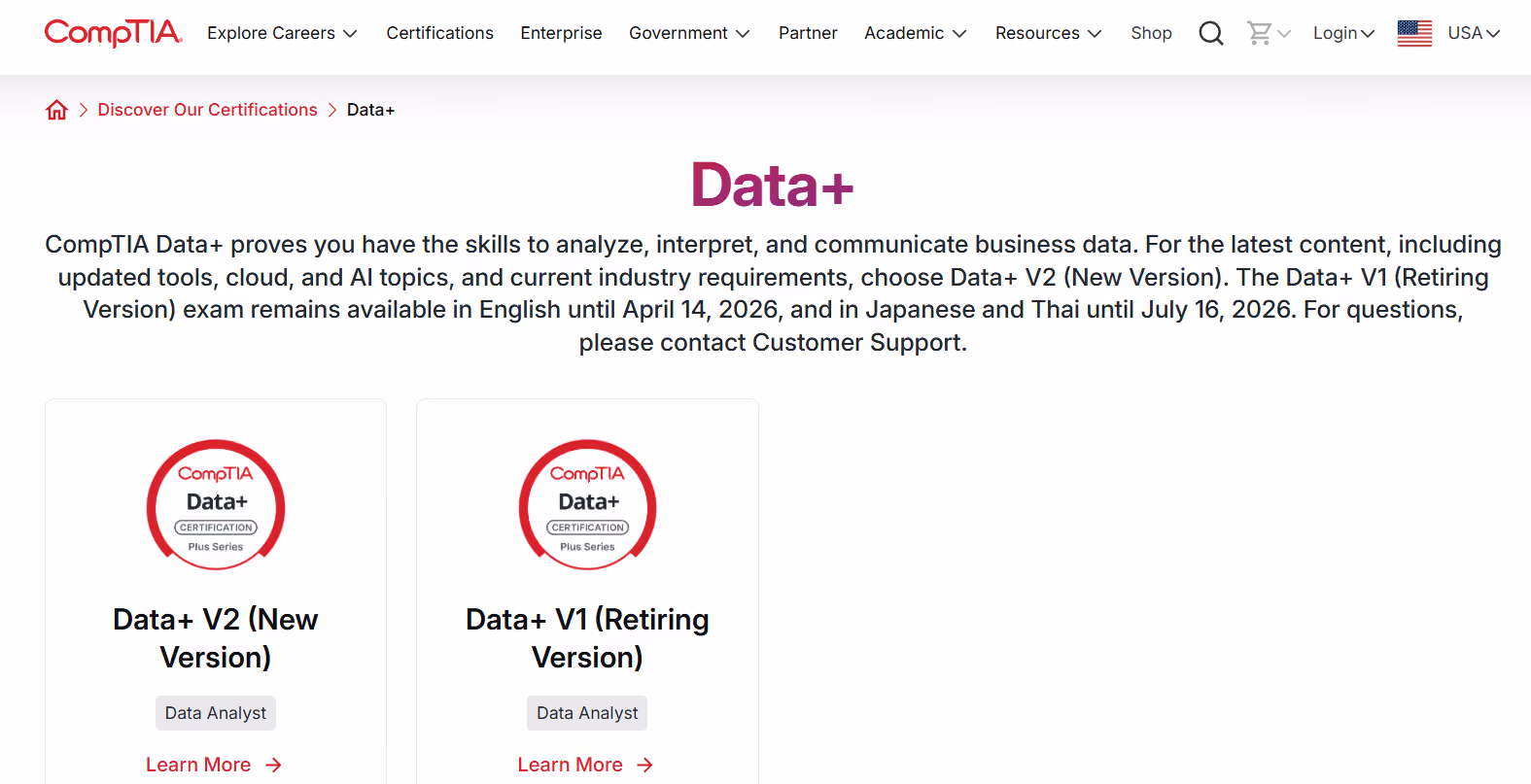 CompTIA Data Analytics Plus certification