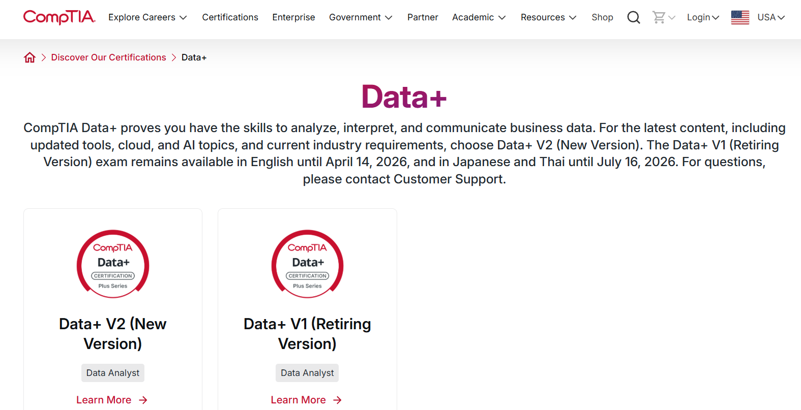 CompTIA Data Analytics Plus certification