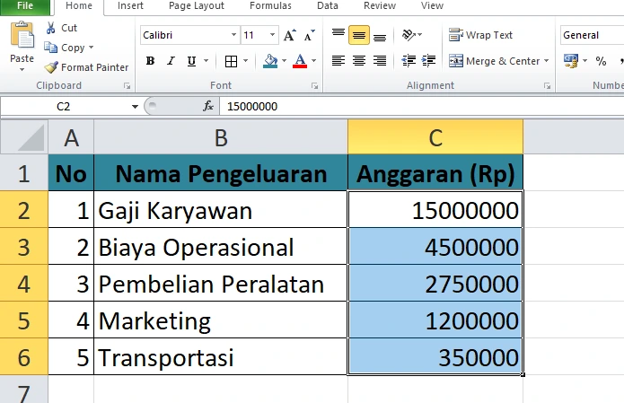 Pilih Data yang Formatnya Ingin Diubah