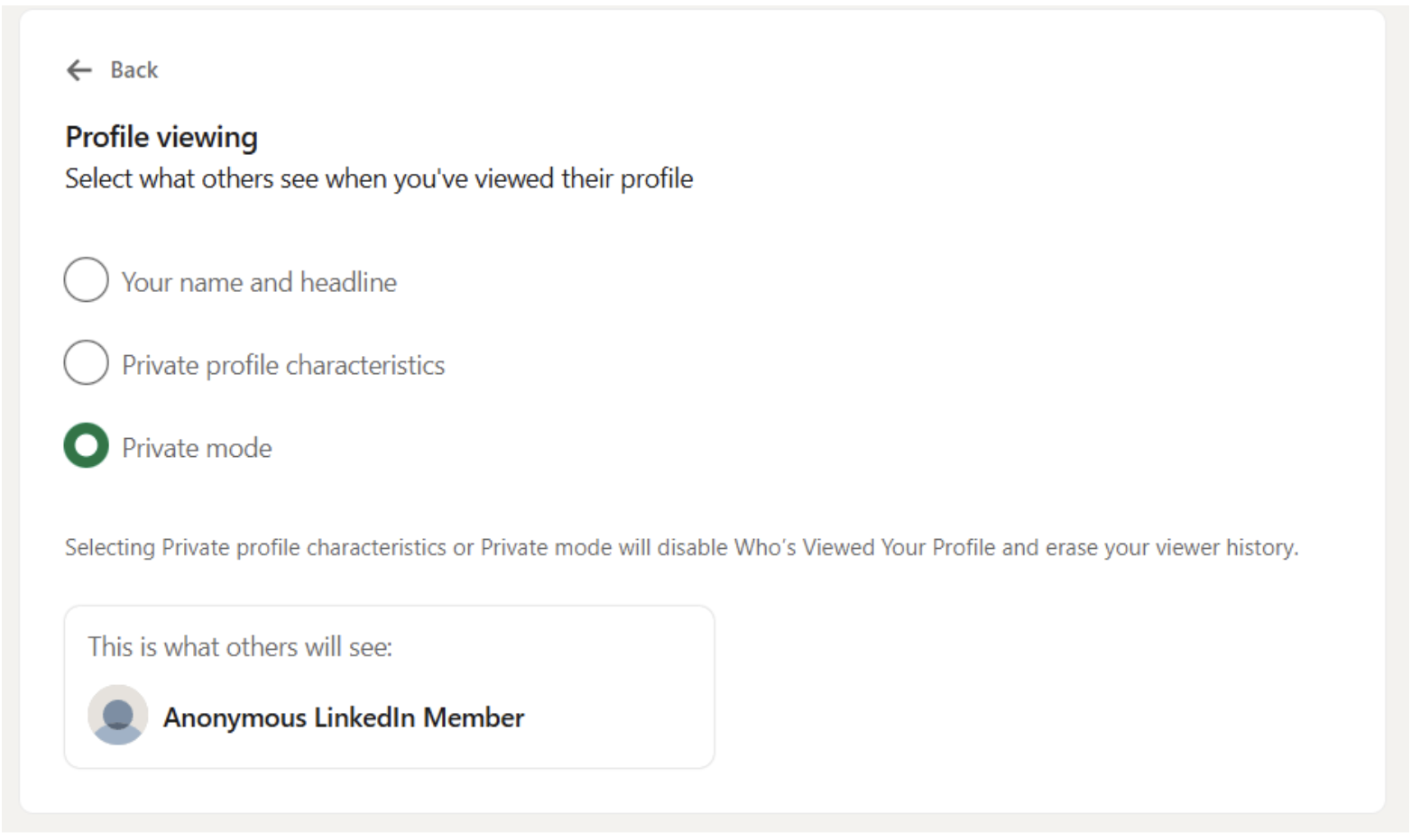 Profile Viewing Options