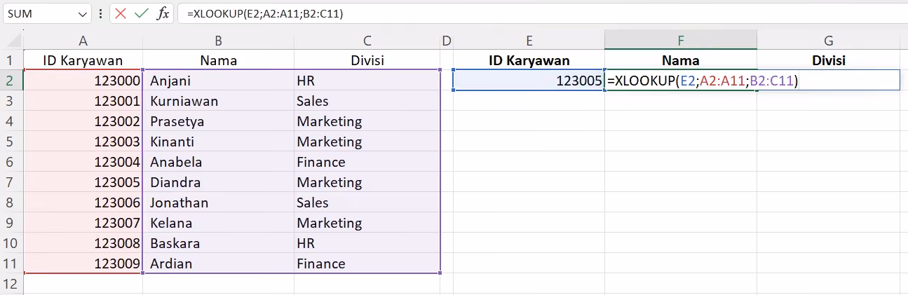 Rumus XLOOKUP