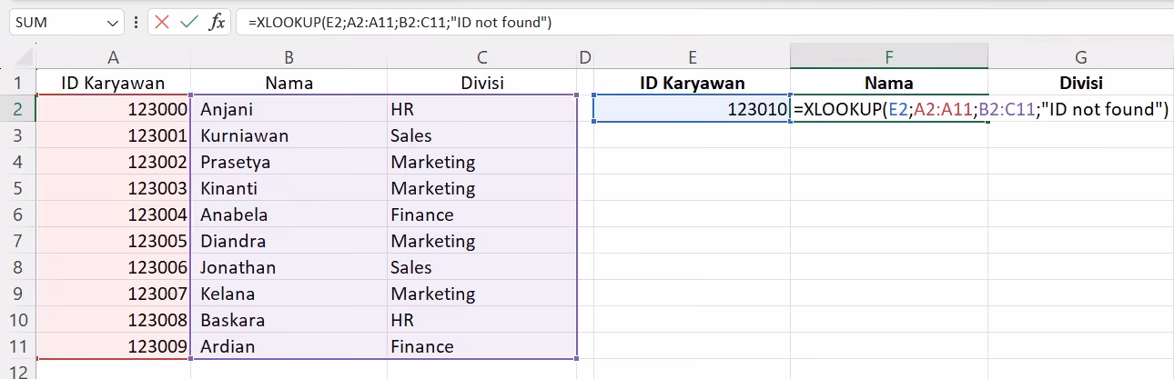 Rumus XLOOKUP