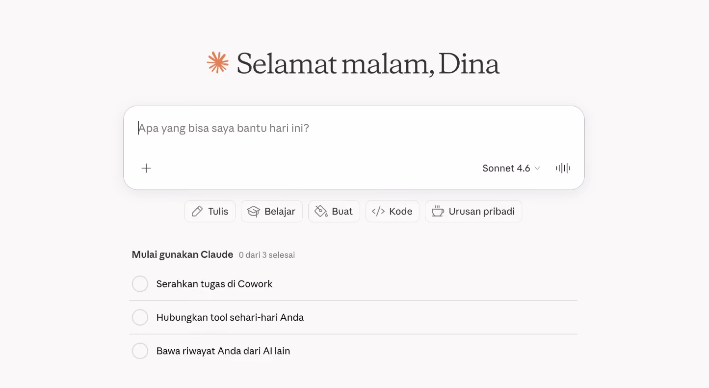 Langkah 1: Buka Claude AI dan mulai percakapan baru