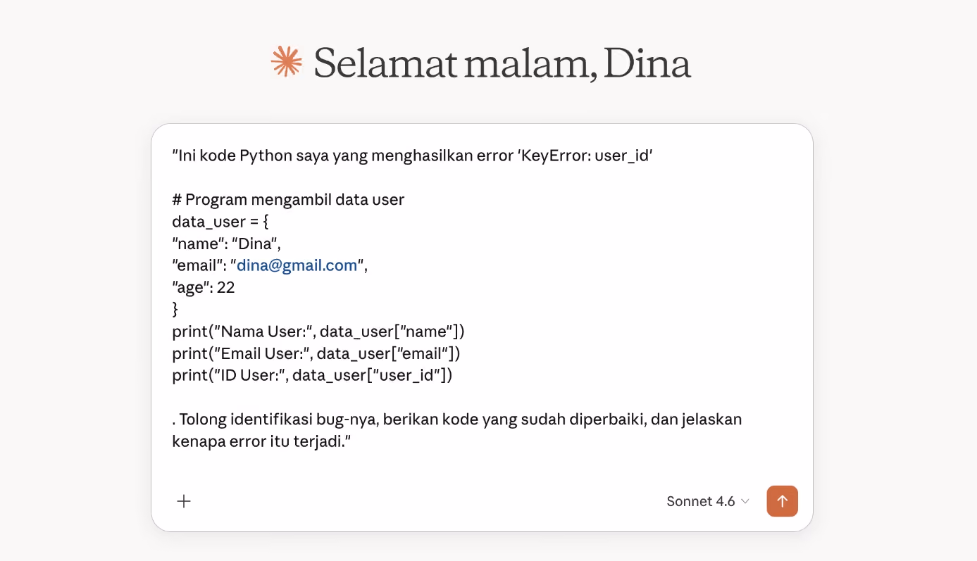 Debug error dengan paste kode langsung