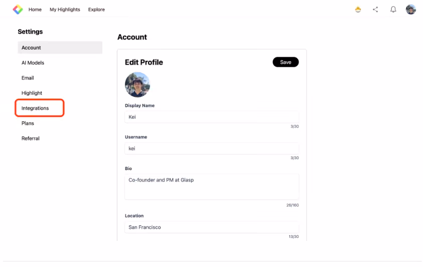 Kemudian, klik “Integrations”.